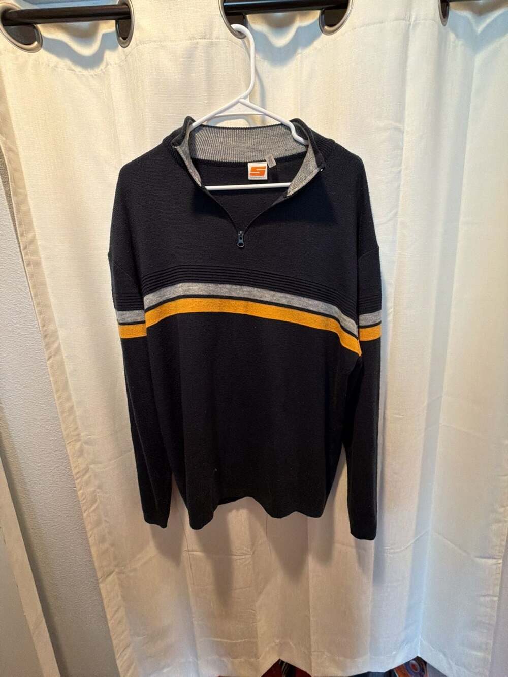Sideout yellow striped blue crewneck with...